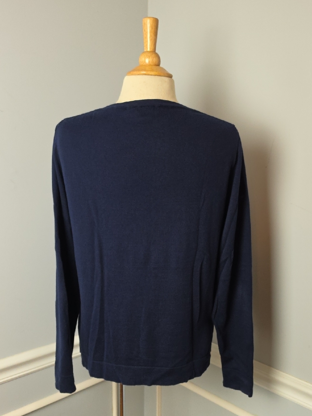 J.CREW FACTORY Teddie Navy Blue 100% Cotton Career Preppy Crewneck Sweater L - Picture 3 of 7